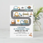 Bauwagen Einladung zum Geburtstag (Stehend Vorderseite)