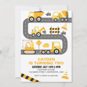 Bauwagen Einladung zum Geburtstag (Vorderseite)