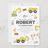 Bauwagen Einladung zur Geburtstagspartei (Vorderseite)