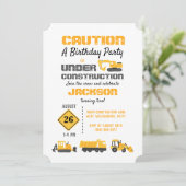 Bauwagen Einladung zur Geburtstagspartei (Stehend Vorderseite)