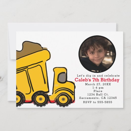 Bauwagen Foto Geburtstagsparty Einladung (Vorderseite)