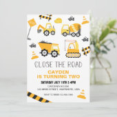Bauwagen Geburtstag Einladung (Stehend Vorderseite)