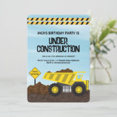 Bauwagen Geburtstag Einladung (Stehend Vorderseite)