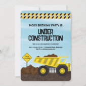 Bauwagen Geburtstag Einladung (Vorderseite)
