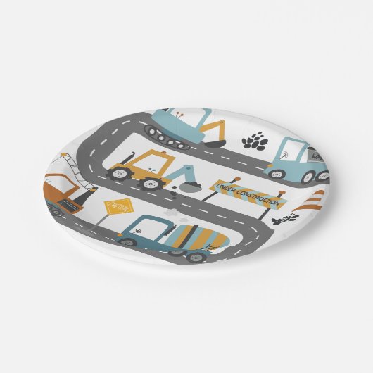 Bauwagen Geburtstag Pappteller (Schrägansicht)