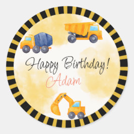 Bauwagen Geburtstag Runder Aufkleber
