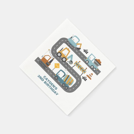 Bauwagen Geburtstag Serviette (Ecke)
