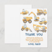 Bauwagen Geburtstagspartei Classic Dankeskarte (Vorne/Hinten)