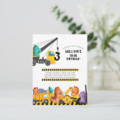 Bauwagen Geburtstagspartei Einladung (Stehend Vorderseite)