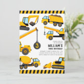 Bauwagen Geburtstagspartei Einladung (Stehend Vorderseite)