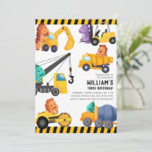 Bauwagen Geburtstagspartei Einladung (Stehend Vorderseite)