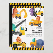 Bauwagen Geburtstagspartei Einladung (Vorne/Hinten)