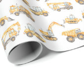 Bauwagen Geburtstagspartei Geschenkpapier (Rolleneckpunkt)