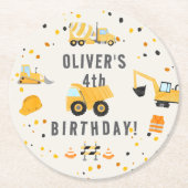 Bauwagen Geburtstagspartei Runder Pappuntersetzer (Vorderseite)