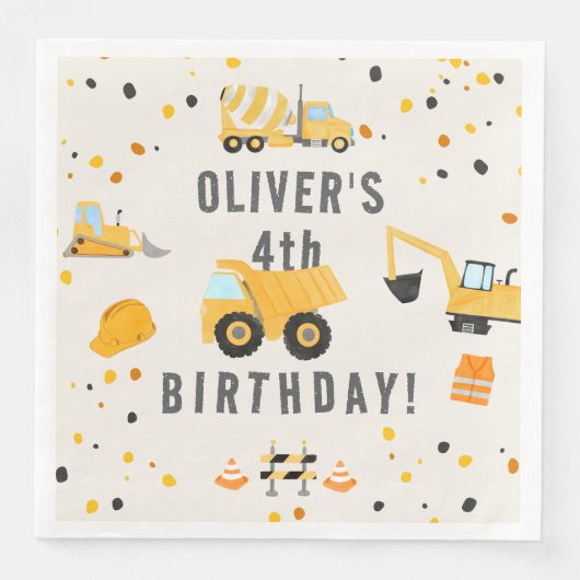 Bauwagen Geburtstagspartei Serviette (Vorderseite)