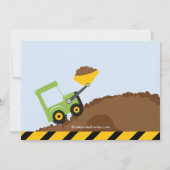 Bauwagen Geburtstagsparty für Jungen Einladung (Rückseite)