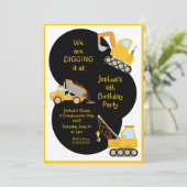 Bauwagen graben es Geburtstagspartei Einladung (Stehend Vorderseite)