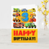 Bauwagen Happy Boy's 3. Geburtstag Karte (Gelbe Blume)