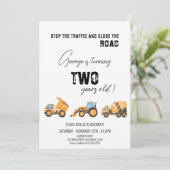 Bauwagen jedes Lebensjahrs Einladung (Stehend Vorderseite)