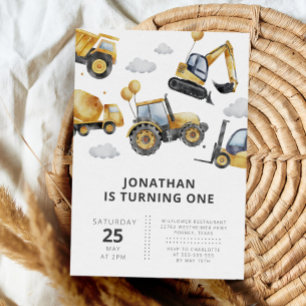 Bauwagen Junge 1. Geburtstag Party Einladung