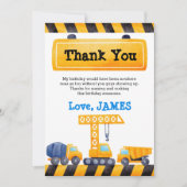 Bauwagen Jungen Geburtstagsparty Dankeskarte (Vorderseite)