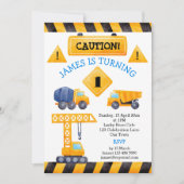 Bauwagen Jungen Geburtstagsparty Einladung (Vorderseite)