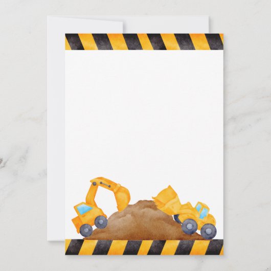 Bauwagen Jungen Geburtstagsparty Einladung (Rückseite)