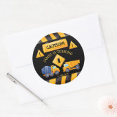 Bauwagen Jungen Geburtstagsparty Runder Aufkleber (Umschlag)