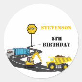 Bauwagen Kind zurück in die Schule Runder Aufkleber (Vorderseite)