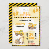 Bauwagen Kinderdusche Einladung (Vorne/Hinten)