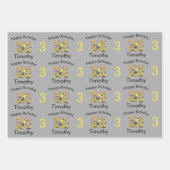 Bauwagen Musterjunge Name & Alter Geschenkpapier Set (Vorderseite)