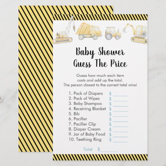 Bauwagen schätzen das Preisduschenspiel (Vorne/Hinten)