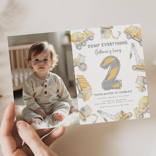 Bauwagen Zweites Party zum 2. Geburtstag Einladung