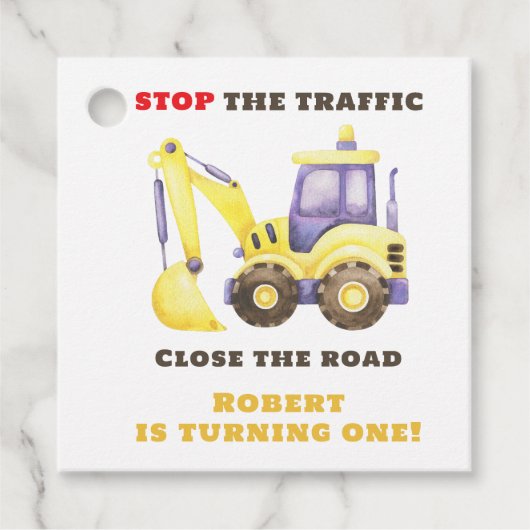 Bauwagenbagger Geburtstagspartei Geschenkanhänger (Vorderseite)