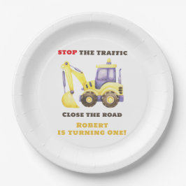 Bauwagenbagger Geburtstagspartei Pappteller