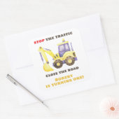 Bauwagenbagger Geburtstagspartei Quadratischer Aufkleber (Umschlag)