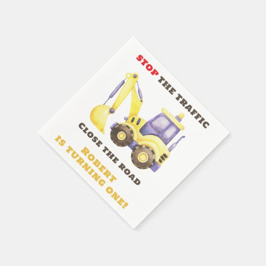 Bauwagenbagger Geburtstagspartei Serviette (Ecke)