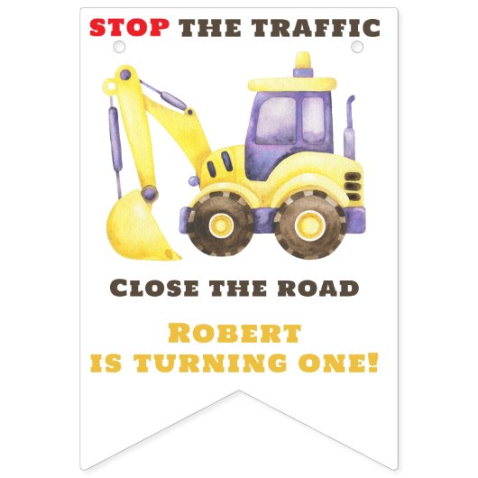 Bauwagenbagger Geburtstagspartei Wimpelkette (Erste Fahne)