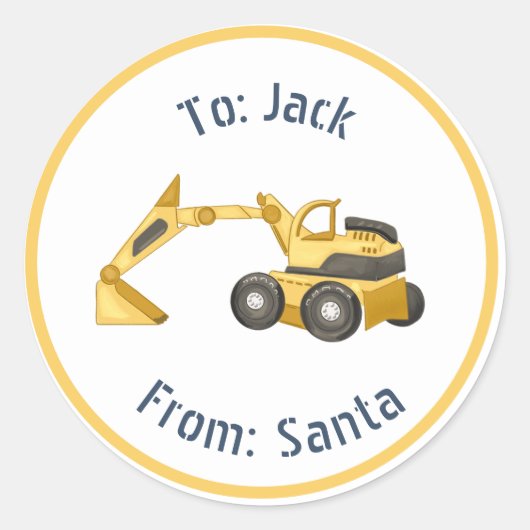 Bauweihnachtsmarke Digger Christas Runder Aufkleber (Vorderseite)