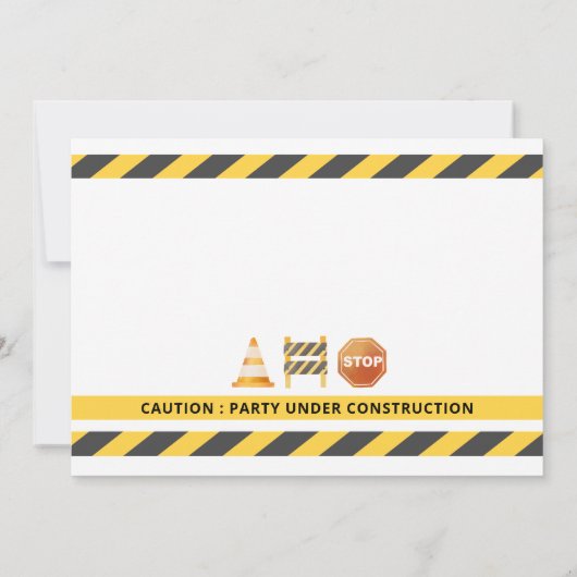 Bauweise 3. Geburtstag Foto Einladung (Rückseite)