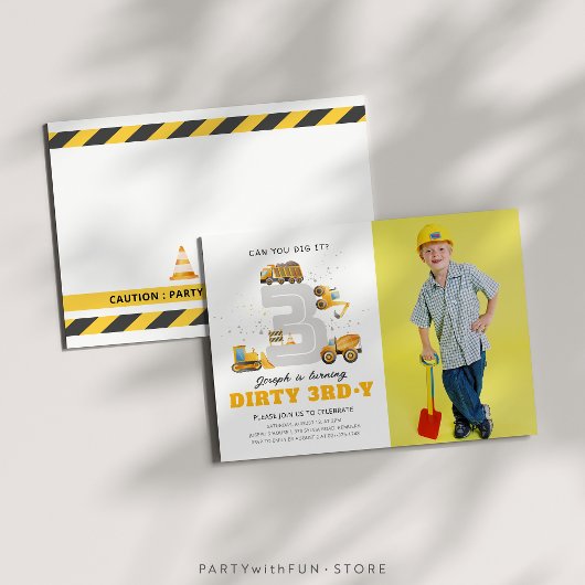 Bauweise 3. Geburtstag Foto Einladung