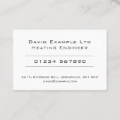 Bauweise für kühne und klare Heizungstechnik Visitenkarte (Rückseite)