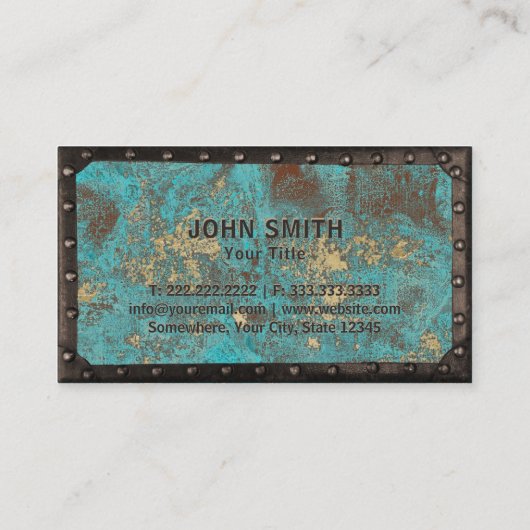 Bauweise Vintages Monogramm Türkiskupfer Visitenkarte (Rückseite)
