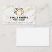 Bauwerkzeuge | Gold Flakes Weißmarmor Visitenkarte (Vorne/Hinten)