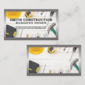 Bauwerkzeuge in Tabelle Visitenkarte (Vorne/Hinten)