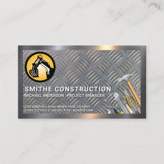 Bauwerkzeuge | Metallgrenze | Stahl Visitenkarte (Vorderseite)