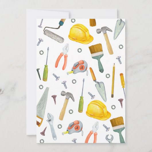 Bauwerkzeuge zum Geburtstag Einladung (Rückseite)
