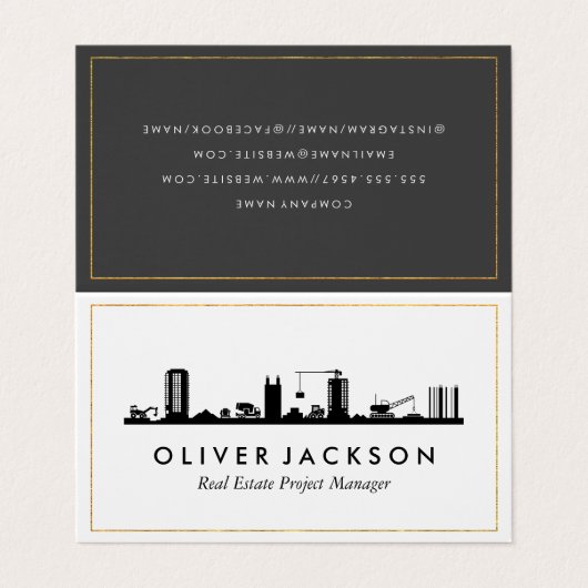 Bauwesen Real Anwesen Visitenkarten (Außenseite Aufgefaltet)