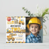 Bauwesen, Sprungwagen 2. Geburtstag Einladung (Stehend Vorderseite)