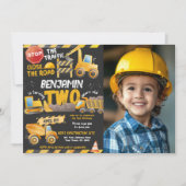 Bauwesen, Sprungwagen 2. Geburtstag Einladung (Vorderseite)